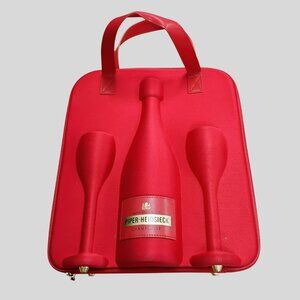 Piper Heidsieck Champagne Hard Shell Bottle & 2 Glasses Red Travel Case France